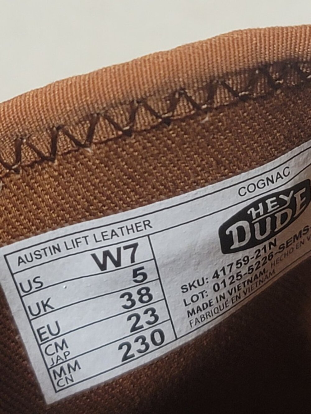 Hey Dude Women’s Austin Lift Classic Cognac Shoes Size US 7 EUR 38 New NWoT - Picture 7 of 8
